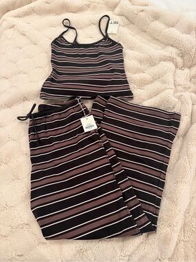 SET Active Easy Stripe Pants & Tank in Driftwood
